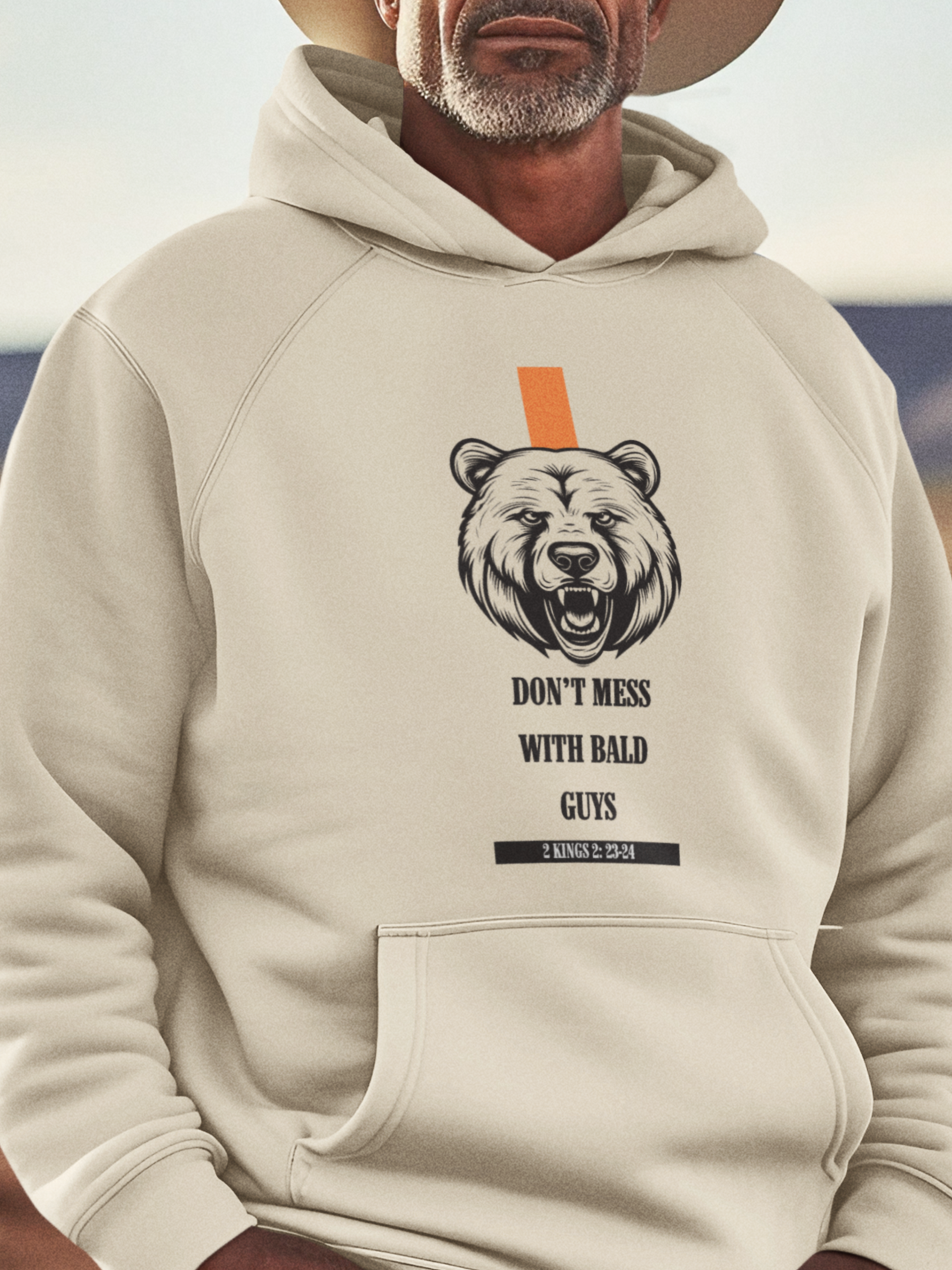 Don't Mess with Bald Guys Bear Face Gospel Long Sleeved Christian Hoodie