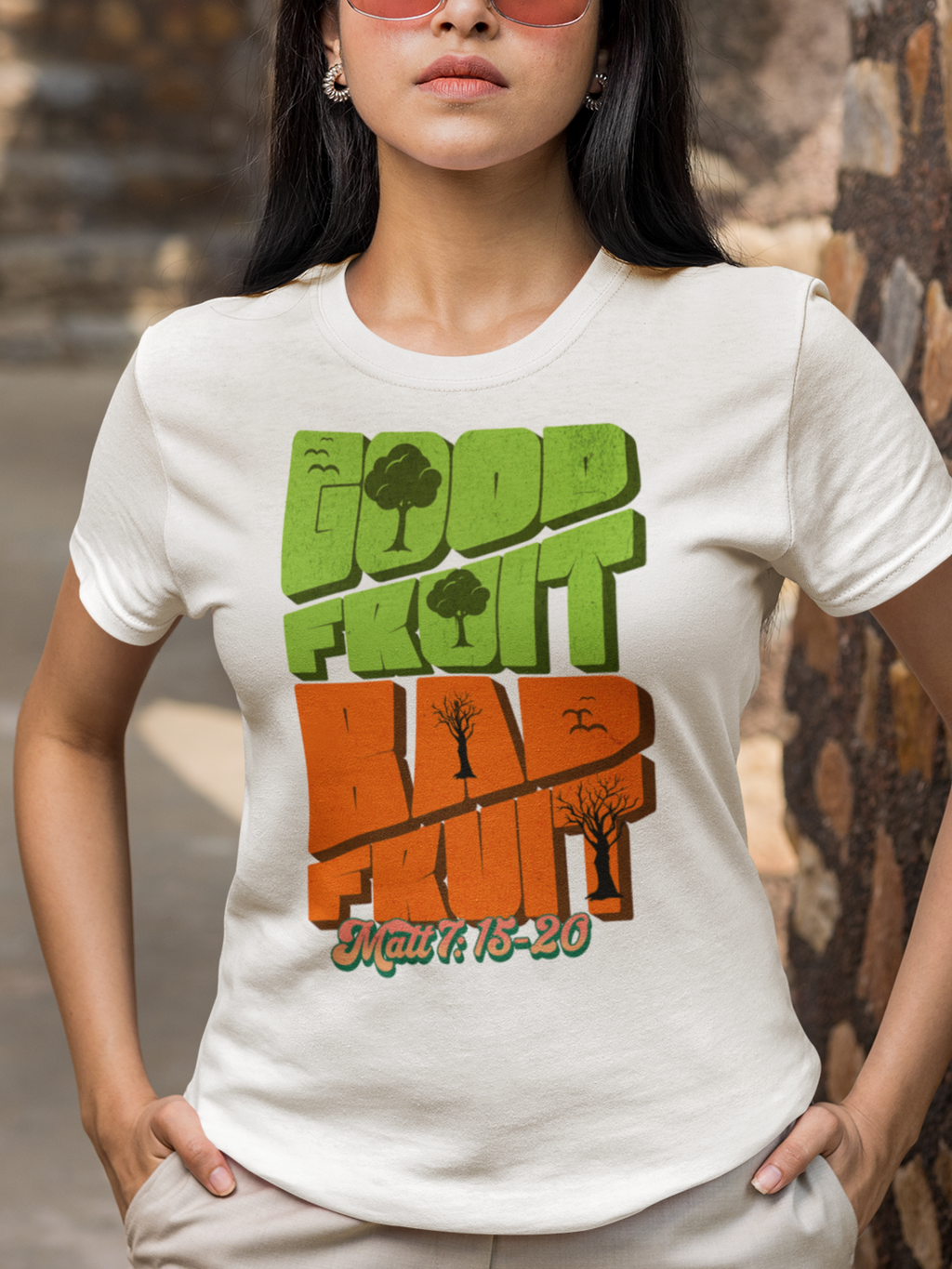 Good Fruit Bad Fruit Gospel Short Sleeved Christian T-Shirt