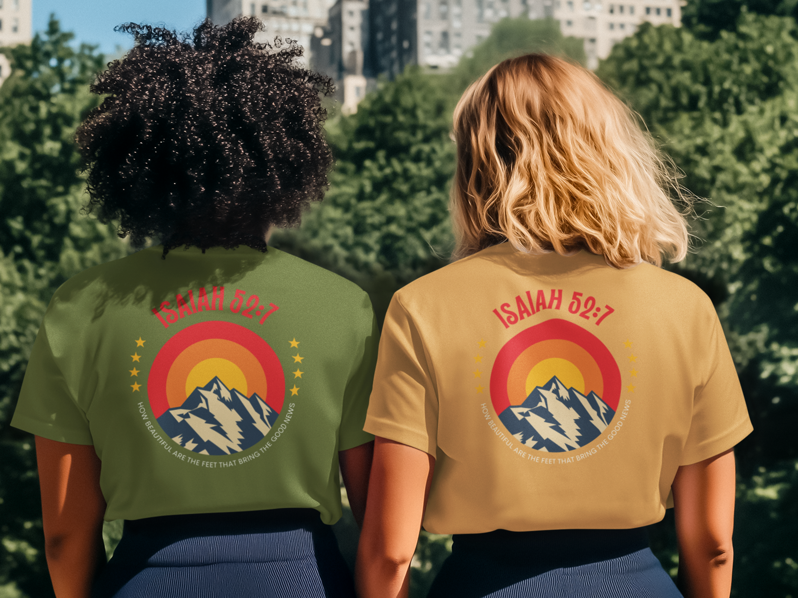 How Beautiful on the Mountain are the Feet Gospel Short Sleeved Christian T-Shirt