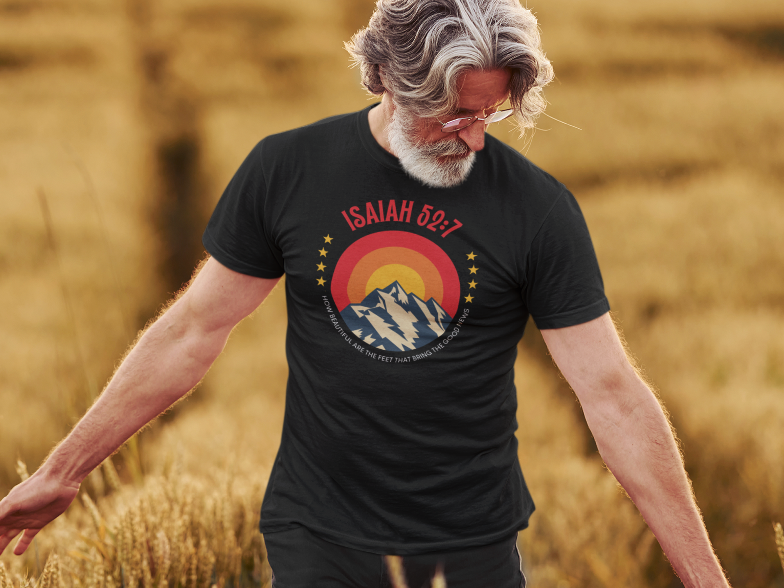 How Beautiful on the Mountain are the Feet Gospel Short Sleeved Christian T-Shirt