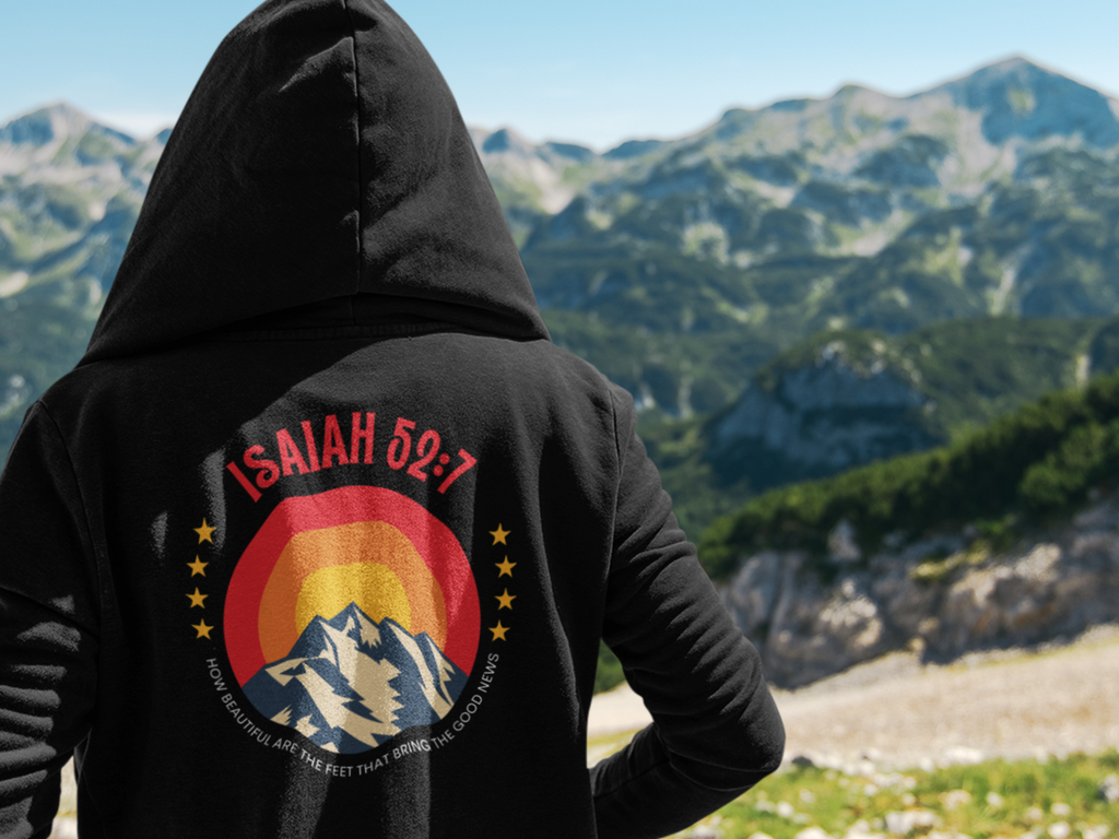 How Beautiful on the Mountain are the Feet Gospel Long Sleeved Christian Hoodie