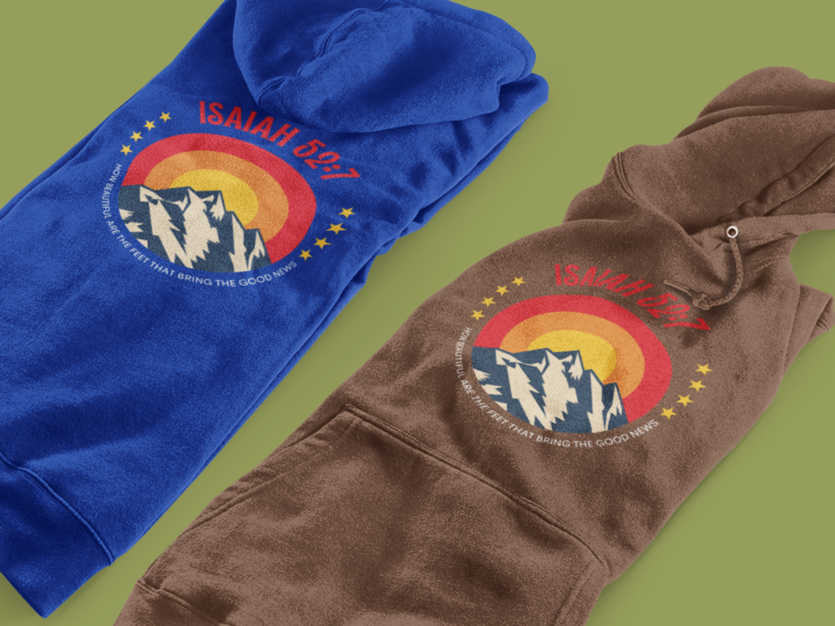 How Beautiful on the Mountain are the Feet Gospel Long Sleeved Christian Hoodie