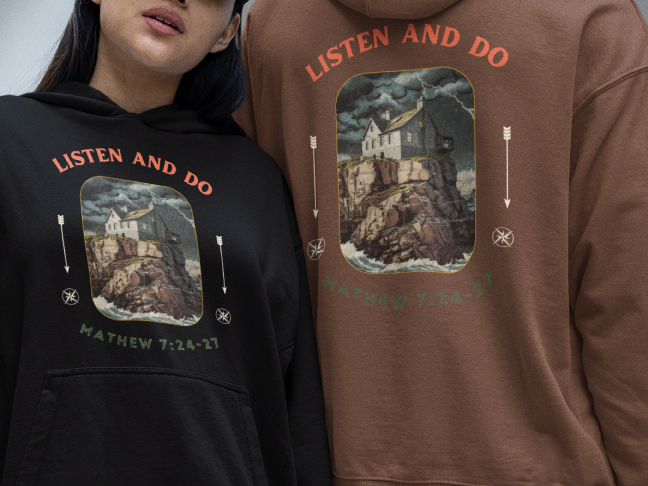 Listen and Do Matthew 7: 24-27 Gospel Long Sleeved Christian Hoodie