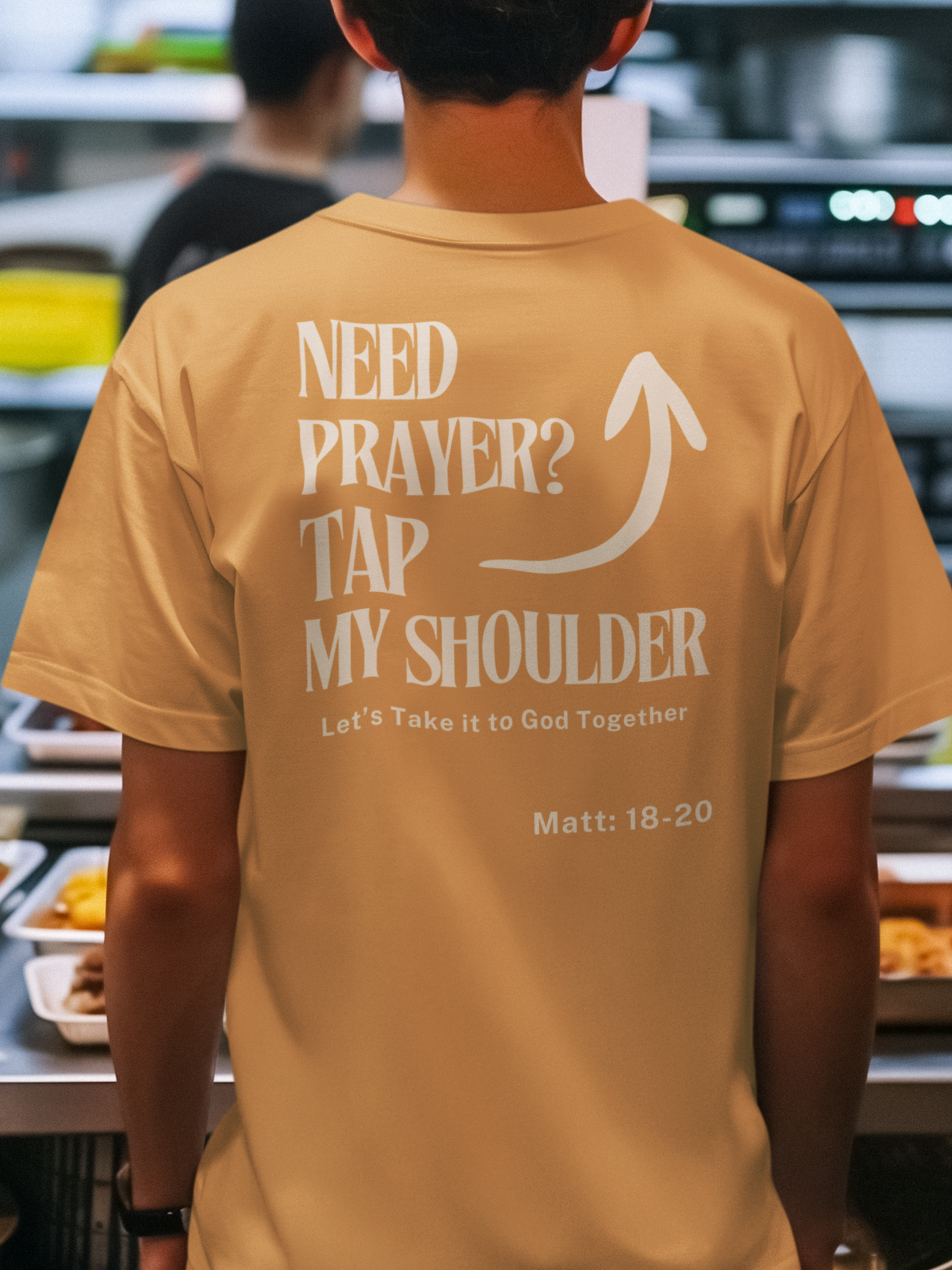 Need Prayer?  Tap My Shoulder Gospel Short Sleeved Christian T Shirt