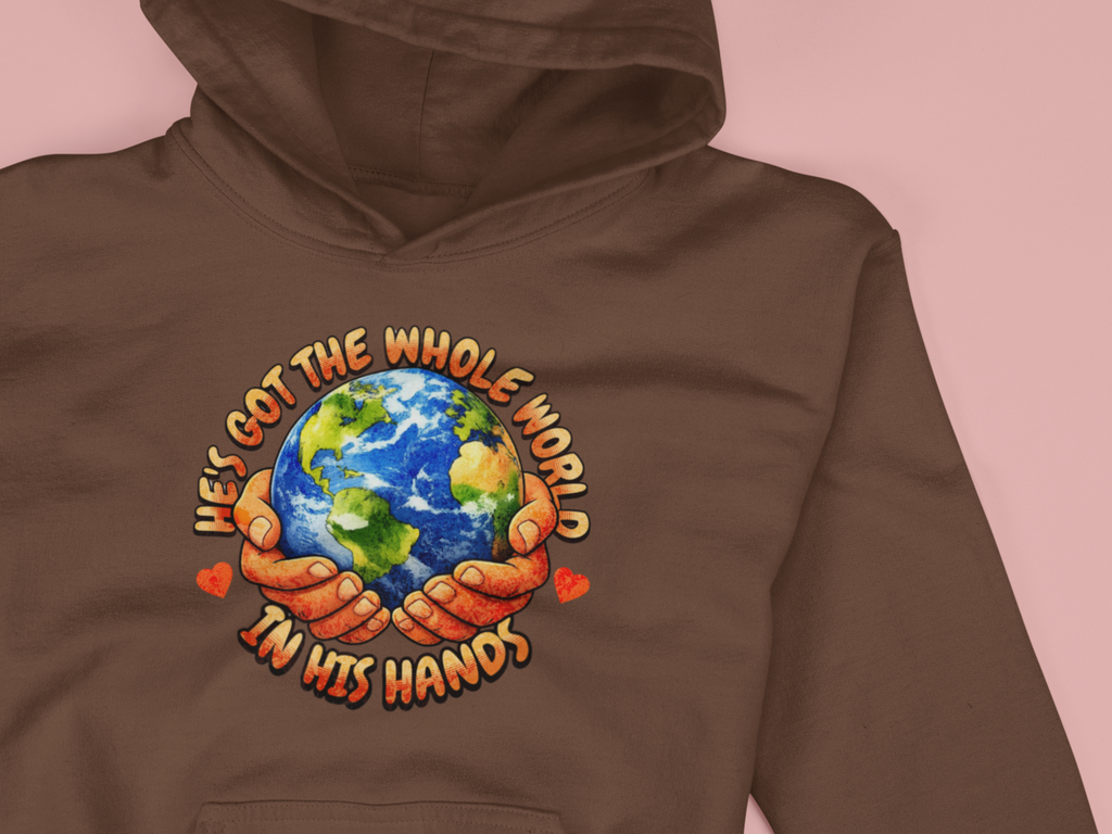 He's Got The Whole World In His Hands Gospel Long Sleeve Christian Hoodie