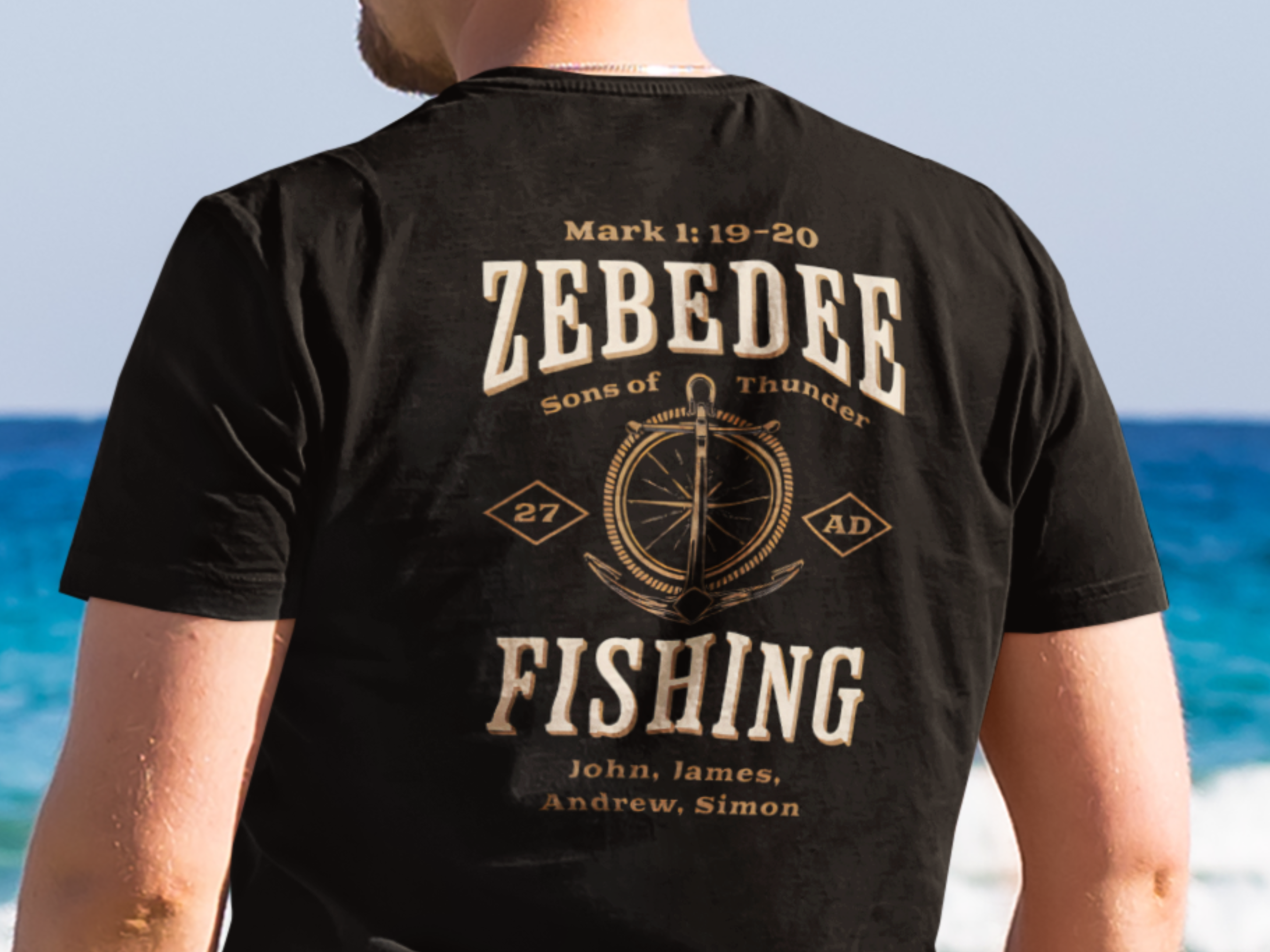 Zebedee Fishing Gospel Short Sleeved Christian T-Shirt