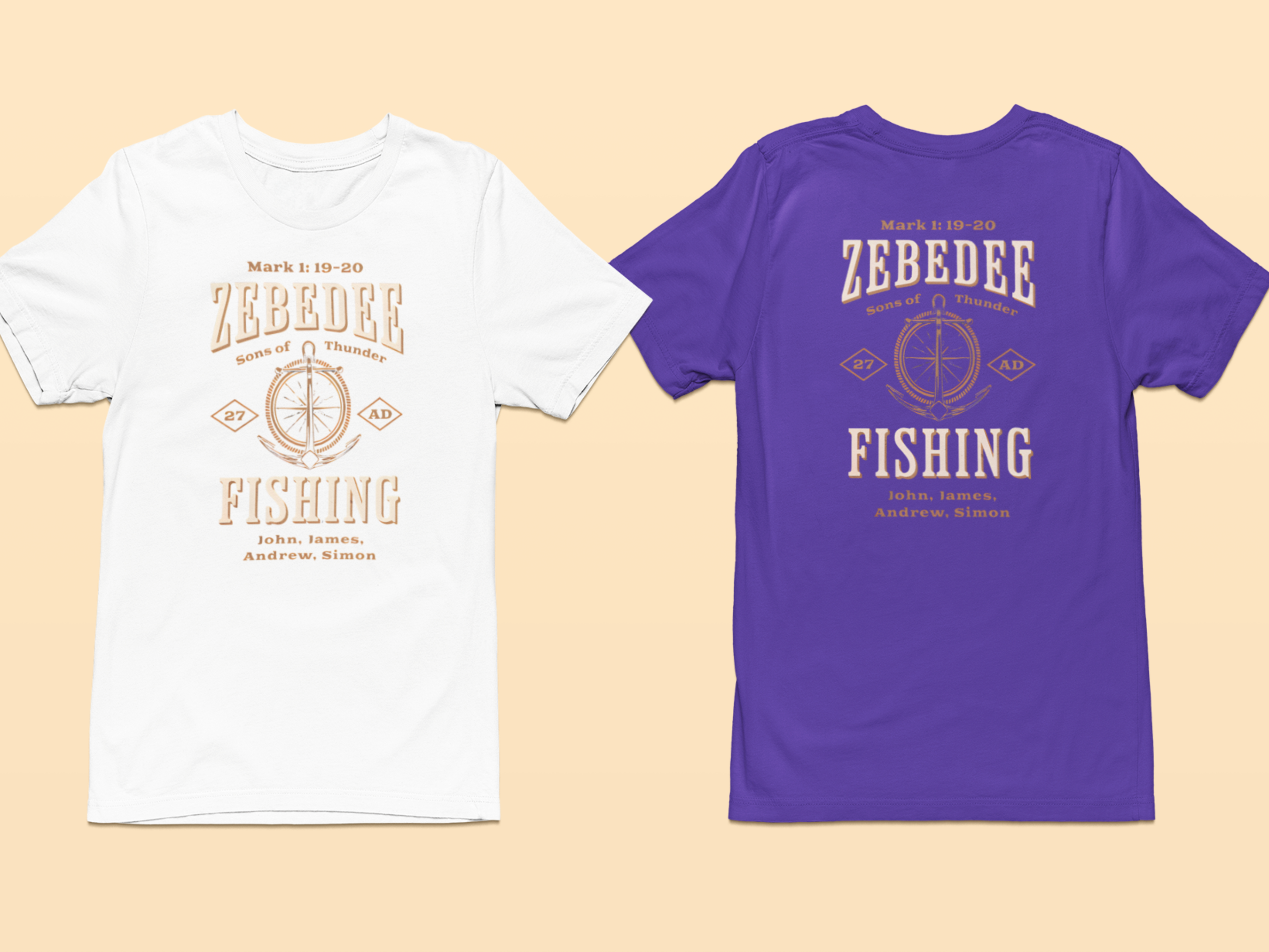Zebedee Fishing Gospel Short Sleeved Christian T-Shirt