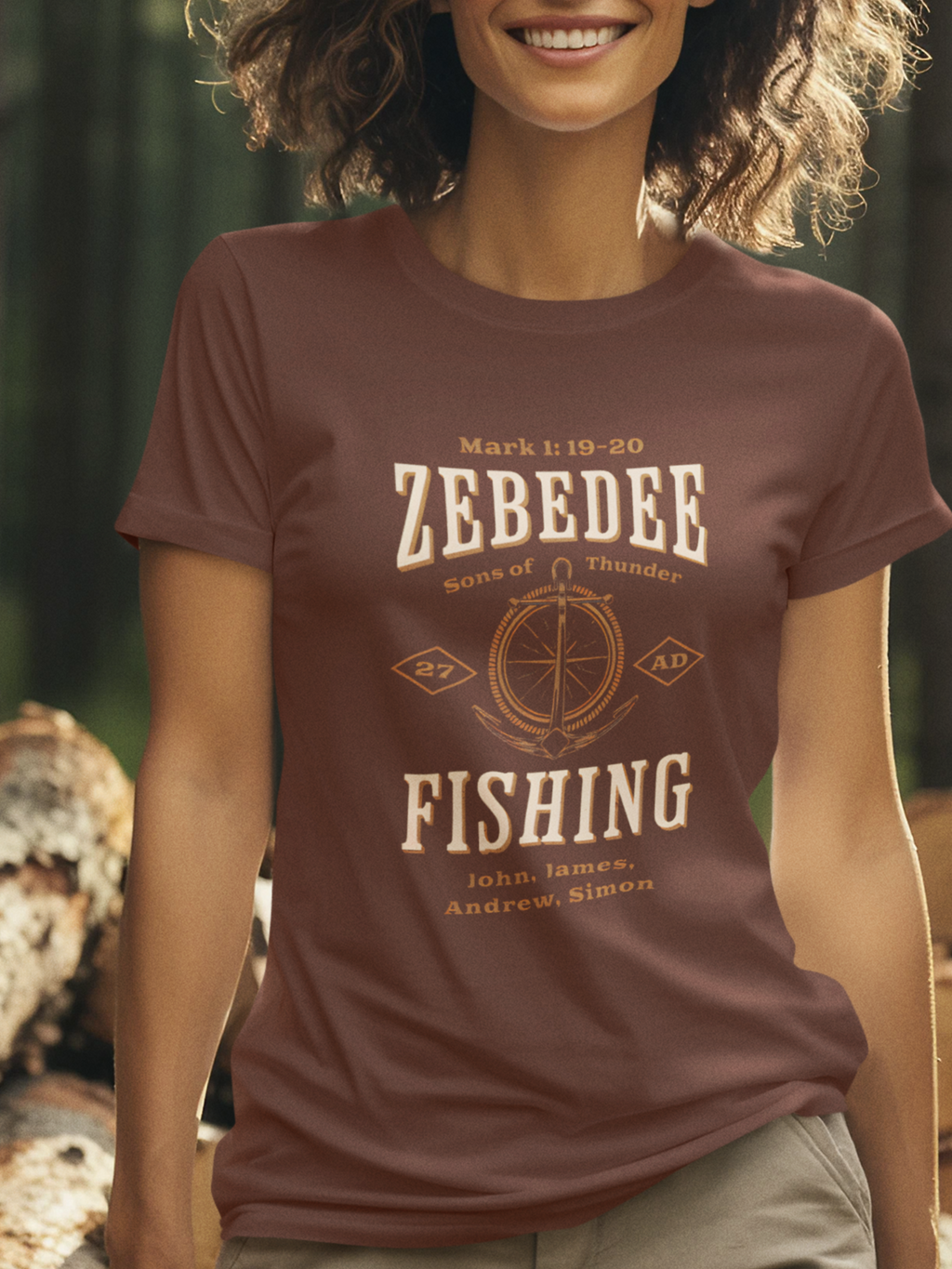 Zebedee Fishing Gospel Short Sleeved Christian T-Shirt