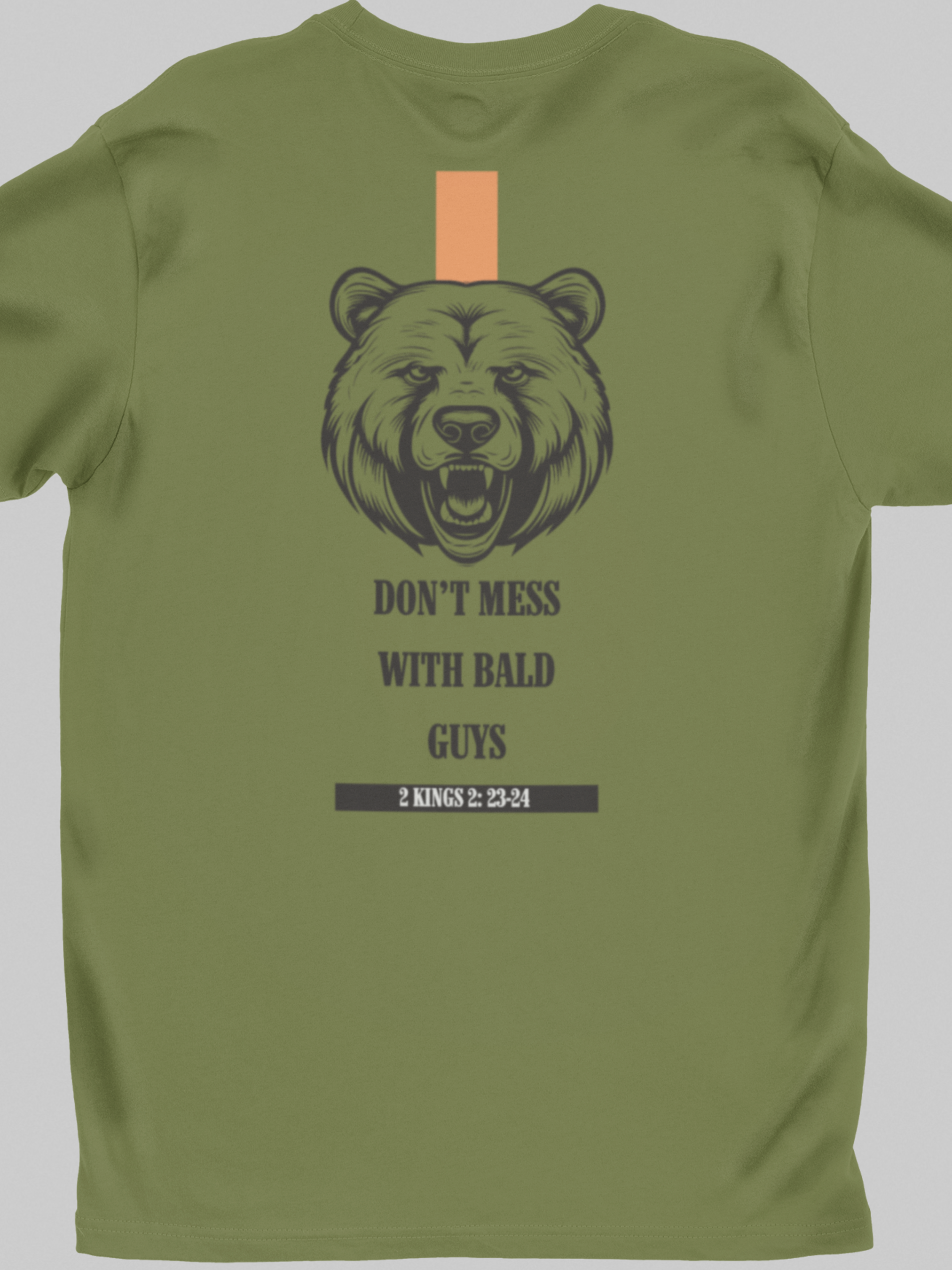Don't Mess with Bald Guys Bear Face Gospel Short Sleeved Christian T-Shirt