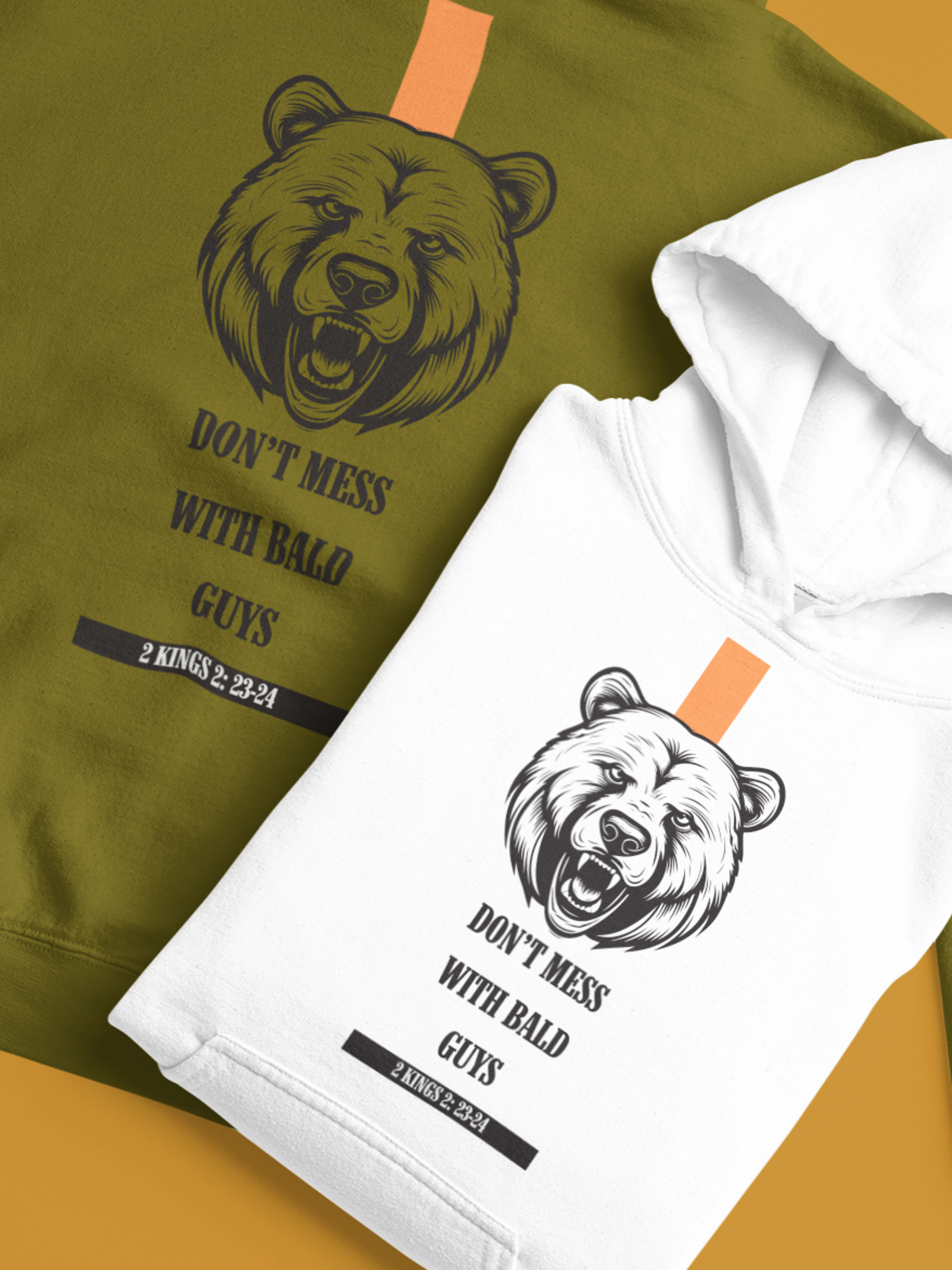 Don't Mess with Bald Guys Bear Face Gospel Long Sleeved Christian Hoodie