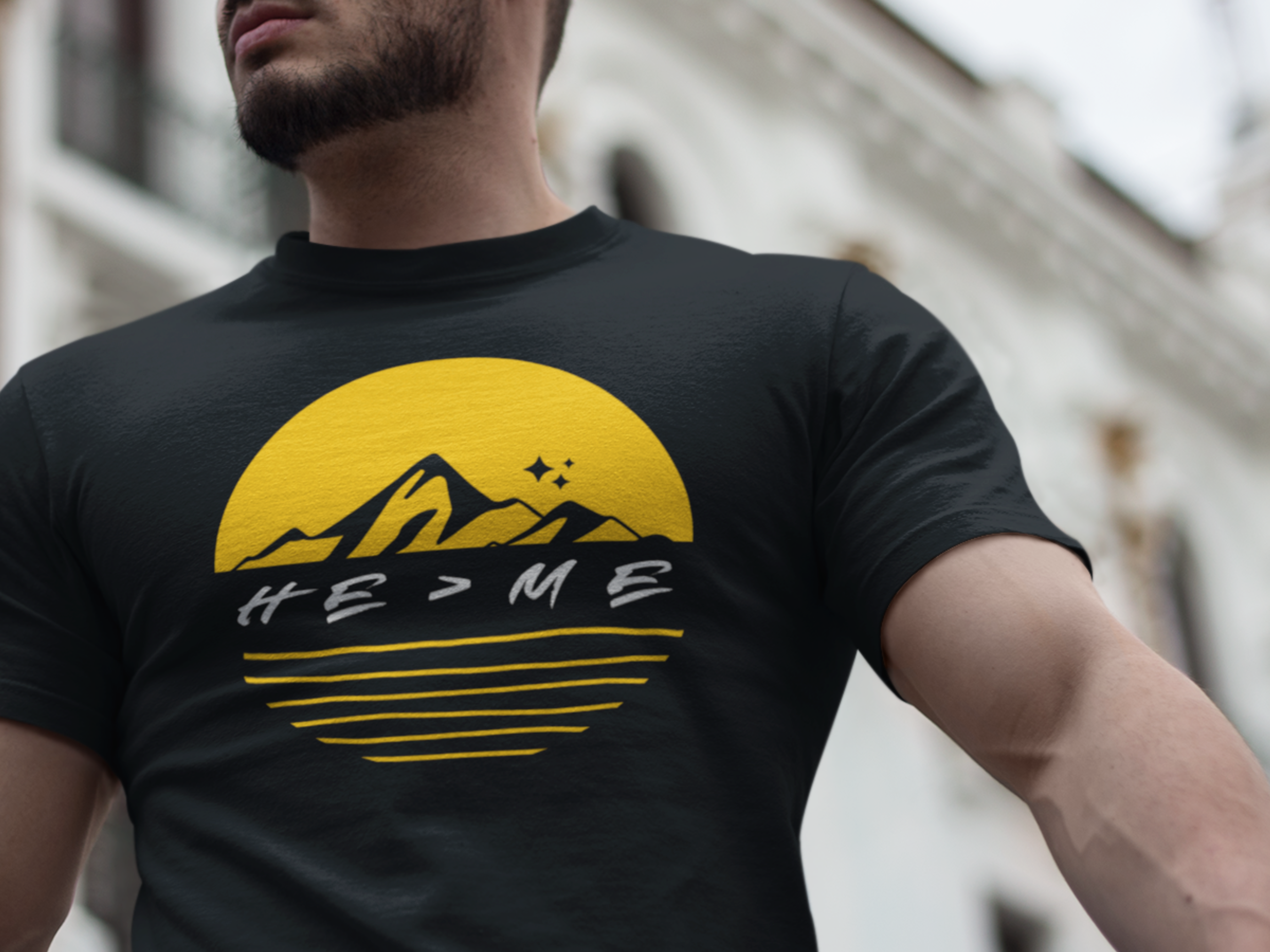 He is Greater than Me Gospel Short Sleeved Christian T-Shirt