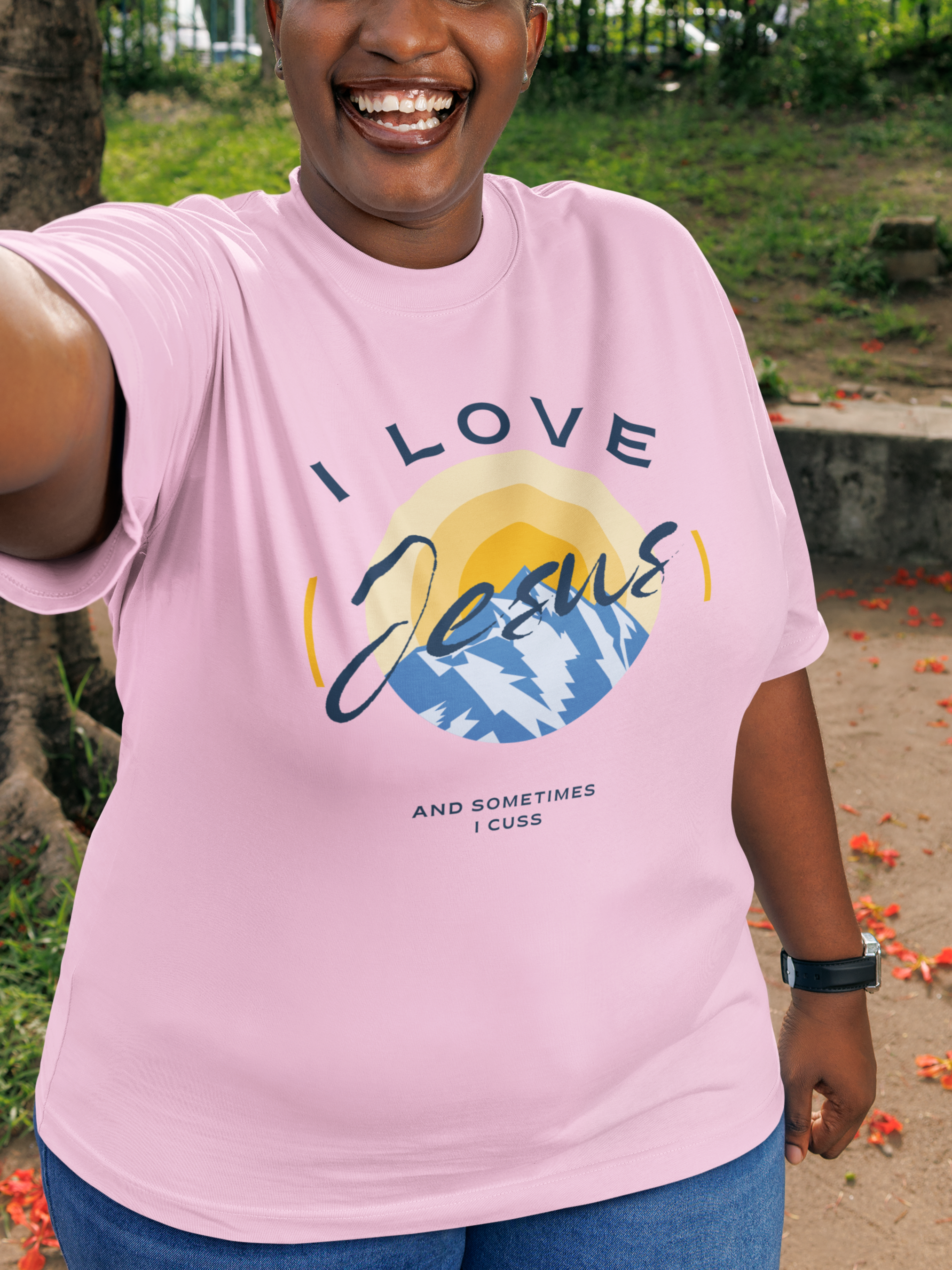 I Love Jesus and Sometimes I Cuss Gospel Short Sleeved Christian T-Shirt