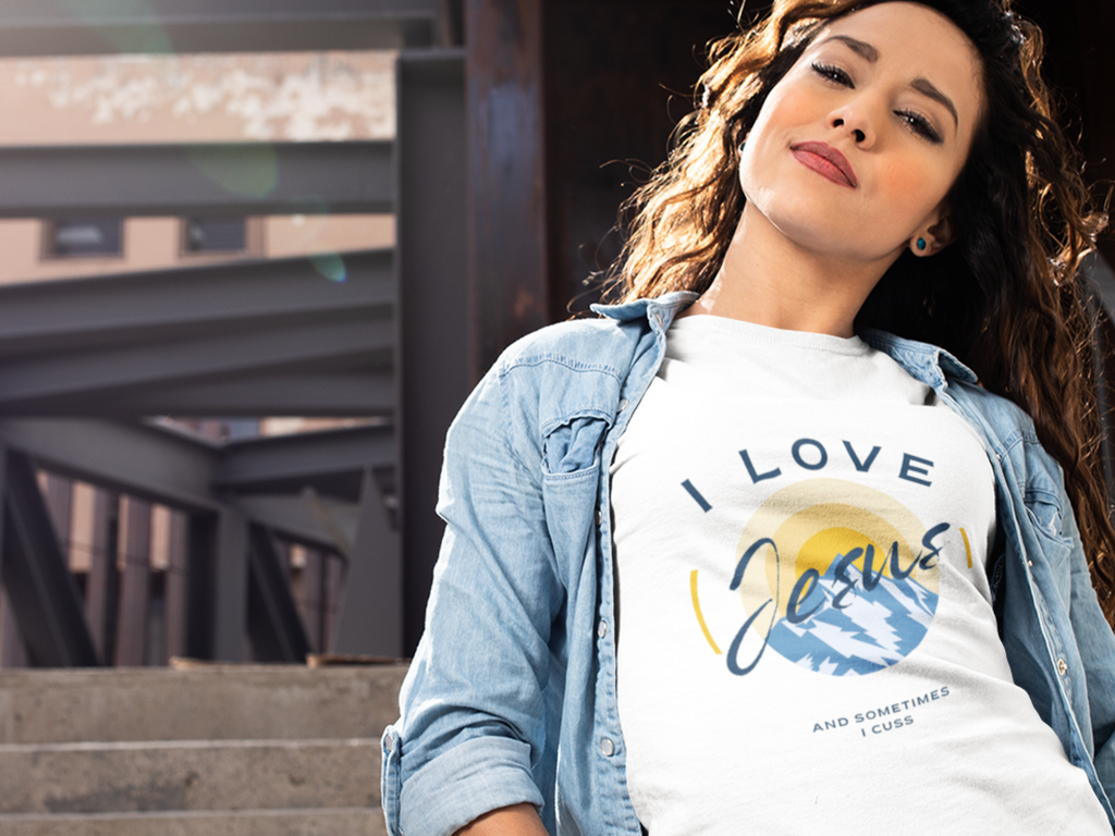 I Love Jesus and Sometimes I Cuss Gospel Short Sleeved Christian T-Shirt