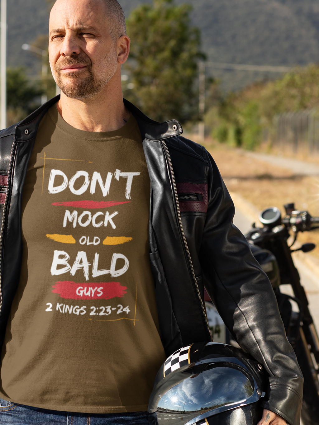 Don't Mock Old Bald Guys Gospel Short Sleeved Christian T-Shirt