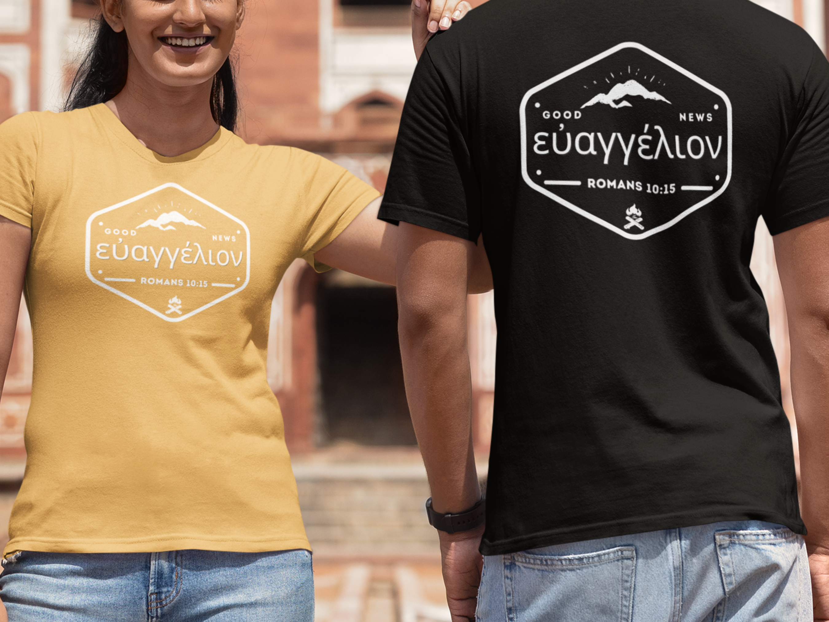 Good News in Greek Gospel Short Sleeve Christian T-shirt