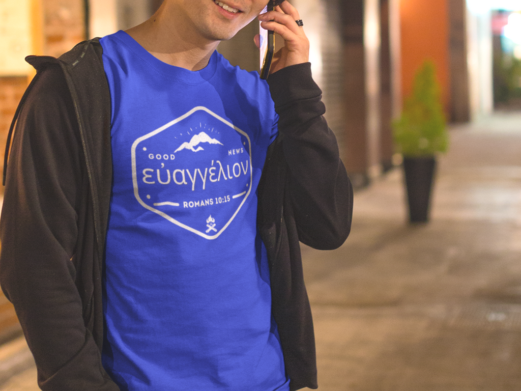 Good News in Greek Gospel Short Sleeved Christian T Shirt