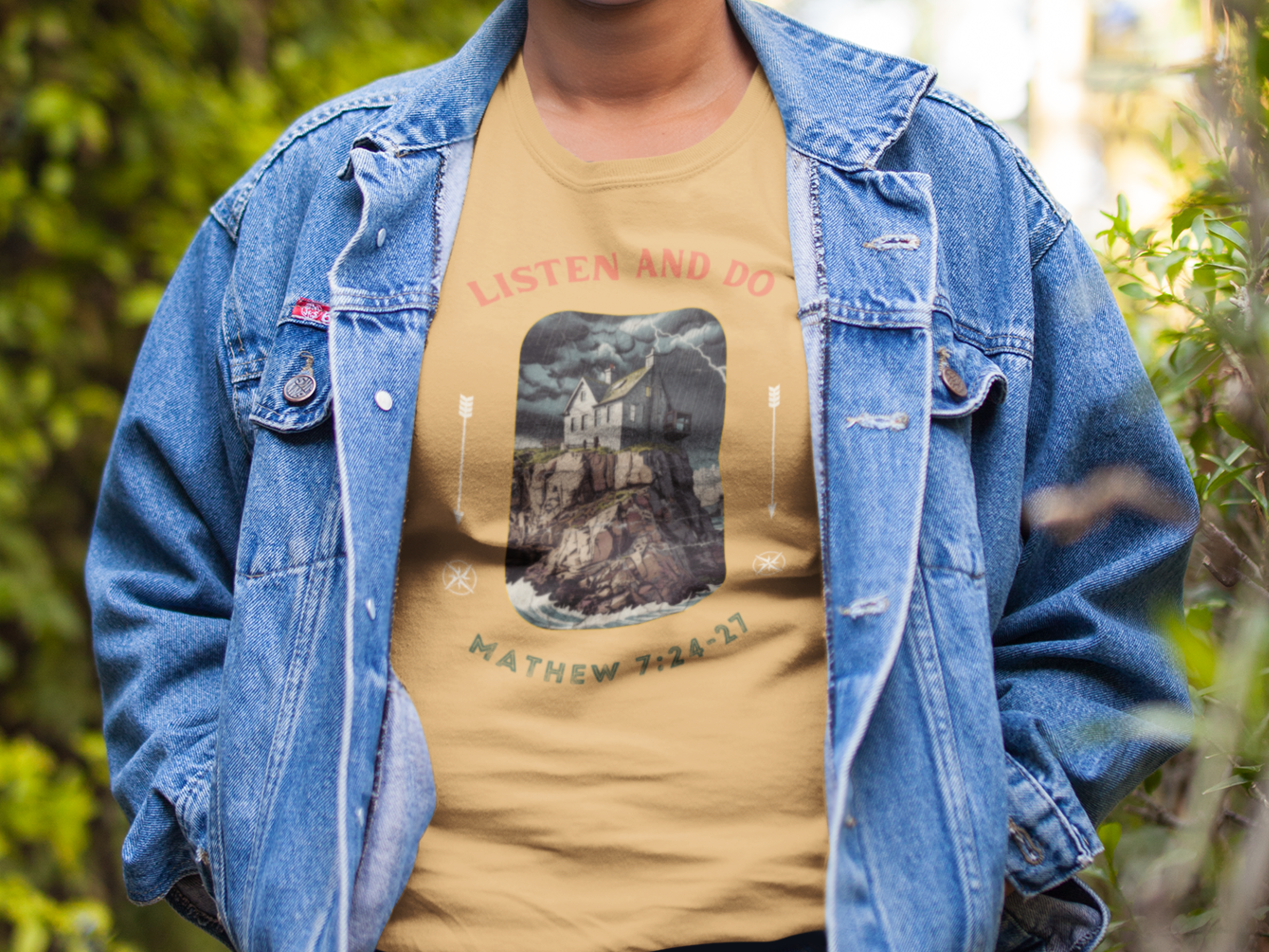 Listen and Do Matthew 7: 24-27 Gospel Short Sleeved Christian T-shirt