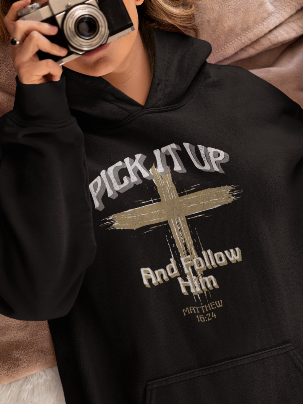Pick up Your Cross Gospel Long Sleeve Christian Hoodie