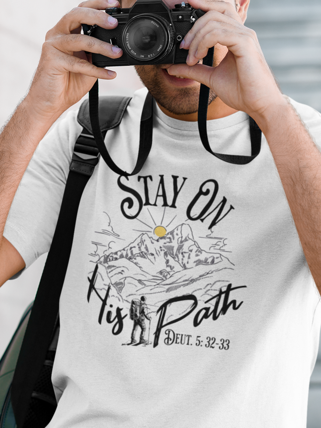 Stay On His Path Deut. 5:32-33 Gospel Short Sleeved Christian T-Shirt