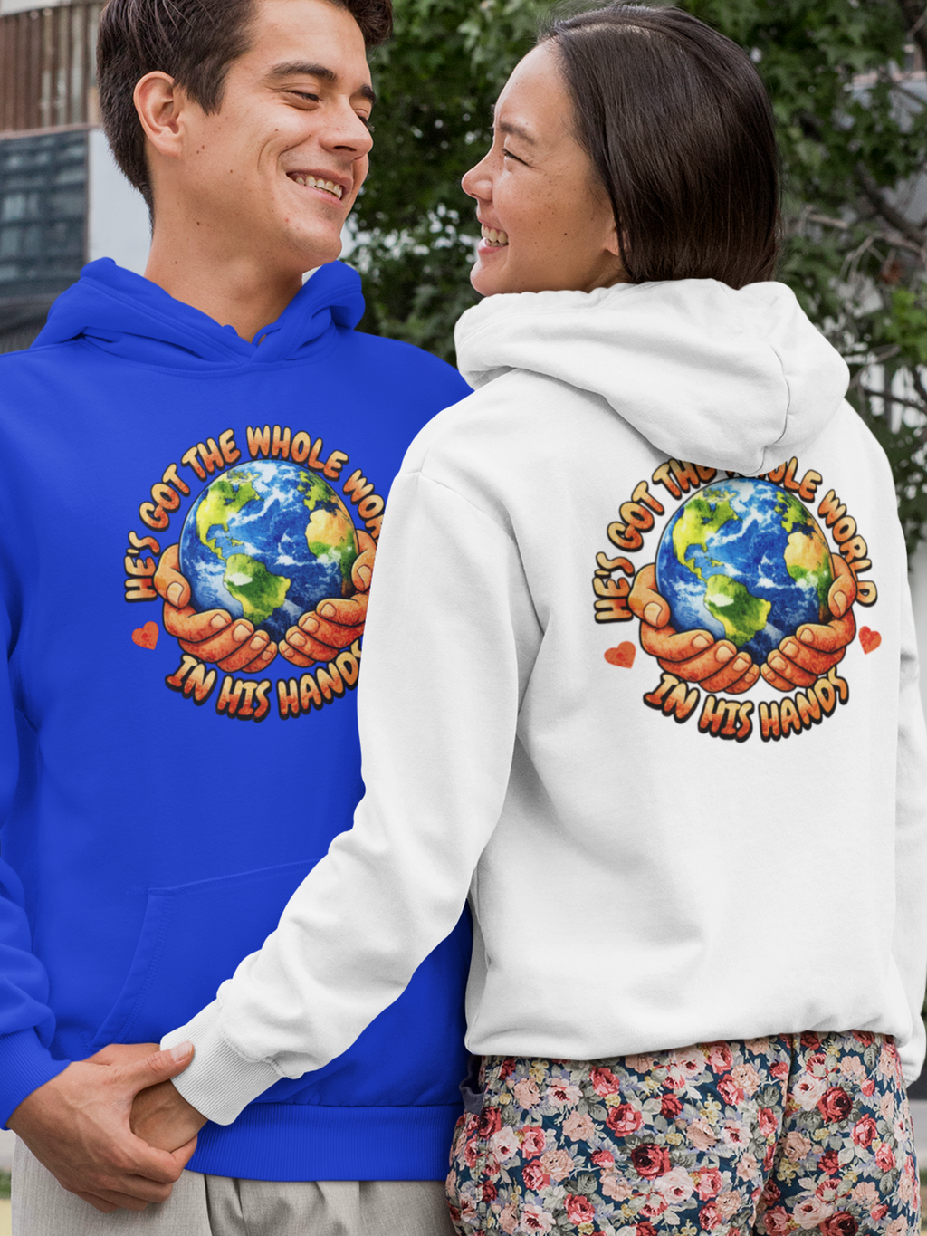 He's Got The Whole World In His Hands Gospel Long Sleeve Christian Hoodie